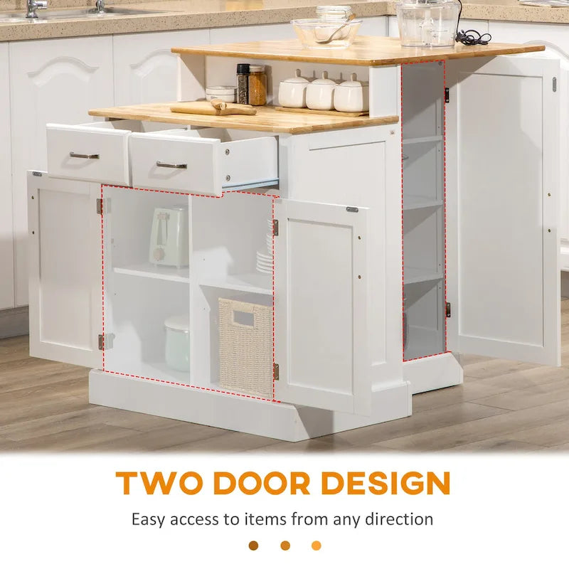 HOMCOM Buffet Cabinet with Storage, Kitchen Sideboard with 2-Layer Wood Countertop, Adjustable Shelves, and Drawers