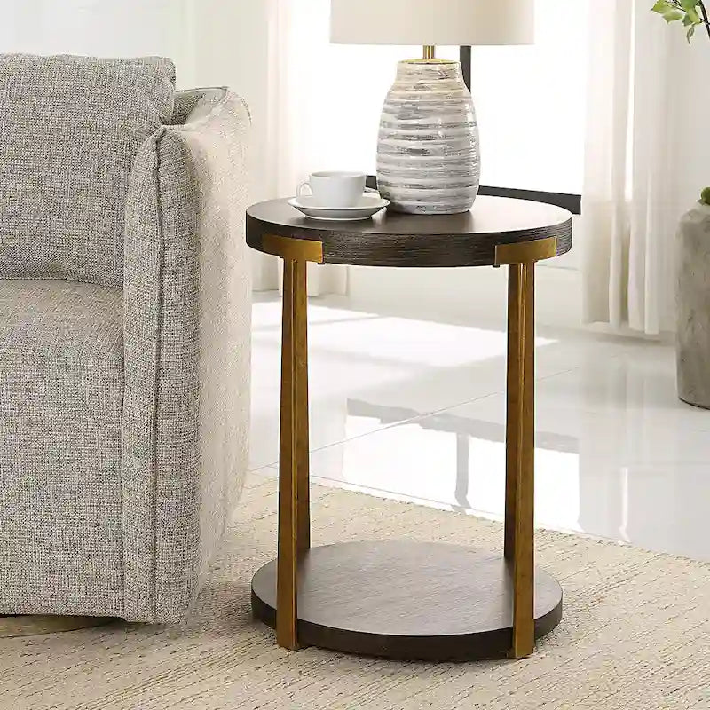 Uttermost Palisade Round Wood Side Table - 19 W X 24 H X 19 D (in)