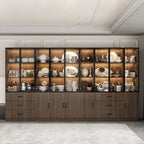 Aluminum and Glass Lighted Cabinet Customizable for Buffet/Bookshelf