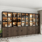 Aluminum and Glass Lighted Cabinet Customizable for Buffet/Bookshelf