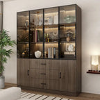 Aluminum and Glass Lighted Cabinet Customizable for Buffet/Bookshelf