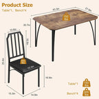Farmhouse Dining Room Table Set for 4 Breakfast Nook