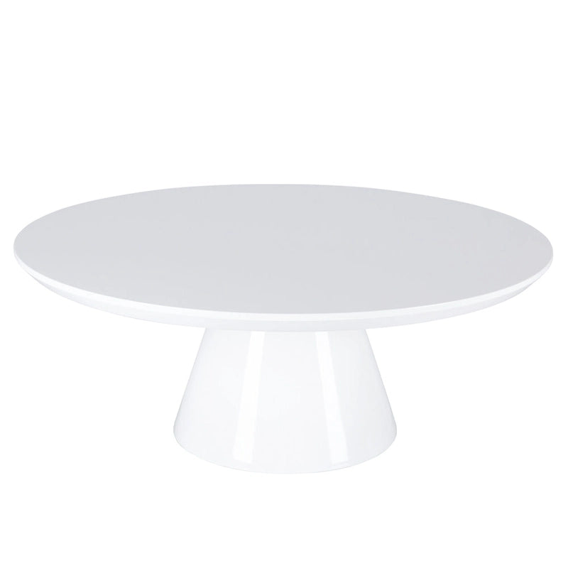 SHYFOY Modern Cone Coffee Table for Living Room, High Gloss Finish, 35.4in Diameter, Black or White