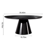 SHYFOY Modern Cone Coffee Table for Living Room, High Gloss Finish, 35.4in Diameter, Black or White