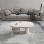 38 Inch Coffee Table, Oblong Mango Wood Top with a Modern Ball Leg