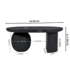 38 Inch Coffee Table, Oblong Mango Wood Top with a Modern Ball Leg
