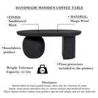 38 Inch Coffee Table, Oblong Mango Wood Top with a Modern Ball Leg