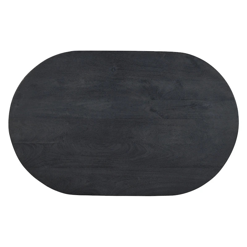 38 Inch Coffee Table, Oblong Mango Wood Top with a Modern Ball Leg