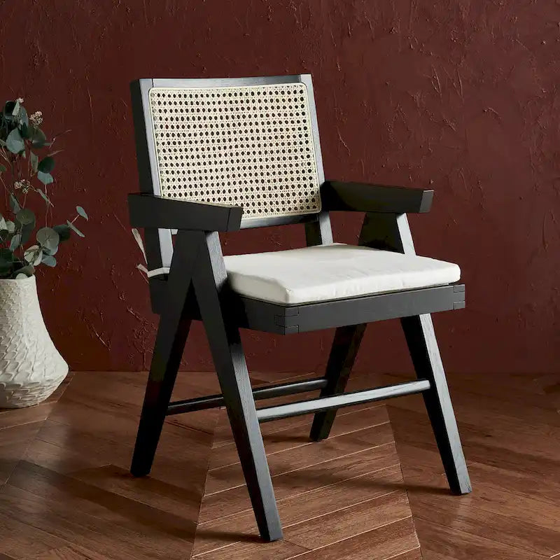 SAFAVIEH Couture Maiju Rattan Arm Chair - 21 In. W x 23 In. D x 34 In. H - 21Wx23Dx34H