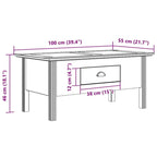 vidaXL Coffee Table Accent Side Table for Living Room BODO Solid Wood Pine - 39.4x21.7x17.7