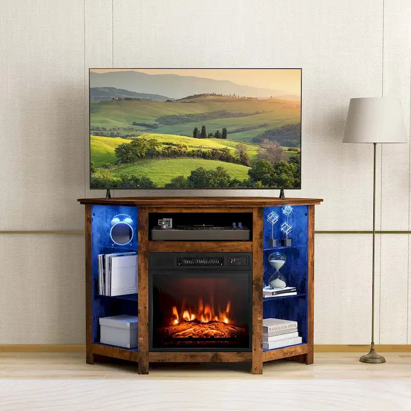 Costway Fireplace TV Stand w/ Led Lights & 18 Electric Fireplace for - See Details