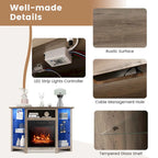 Costway Fireplace TV Stand w/ Led Lights & 18 Electric Fireplace for - See Details
