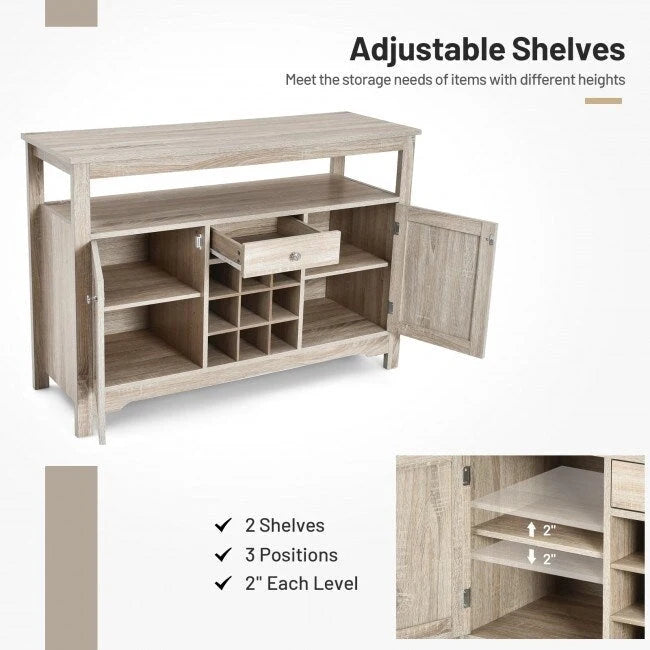 Transitional Buffet Server Sideboard with Wine Storage - 45.5 x 16 x 31.5 (L x W x H)