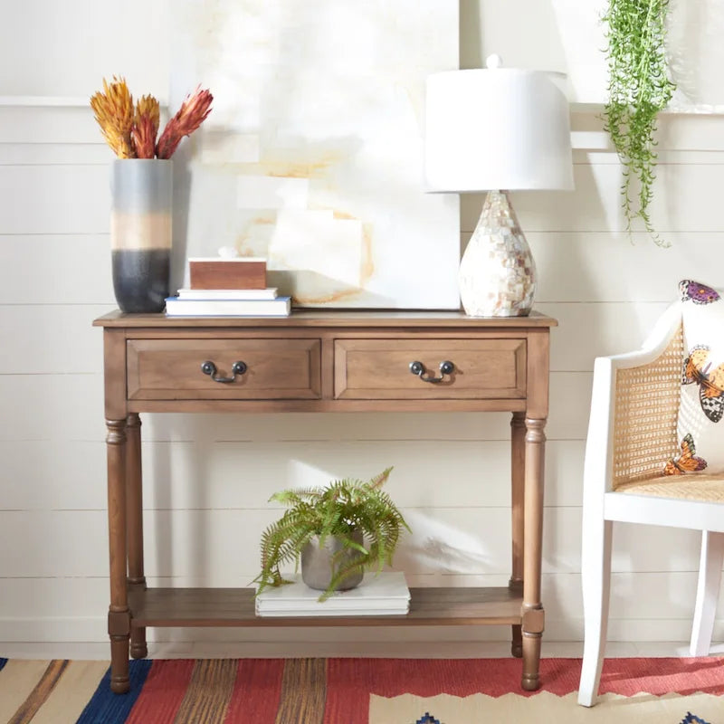 SAFAVIEH Justina 2-Drawer Console Table - 35.5 W x 13 L x 29.5 H - 36Wx13Dx30H