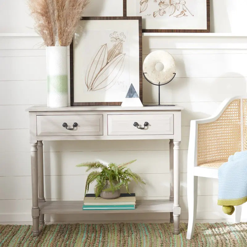 SAFAVIEH Justina 2-Drawer Console Table - 35.5 W x 13 L x 29.5 H - 36Wx13Dx30H