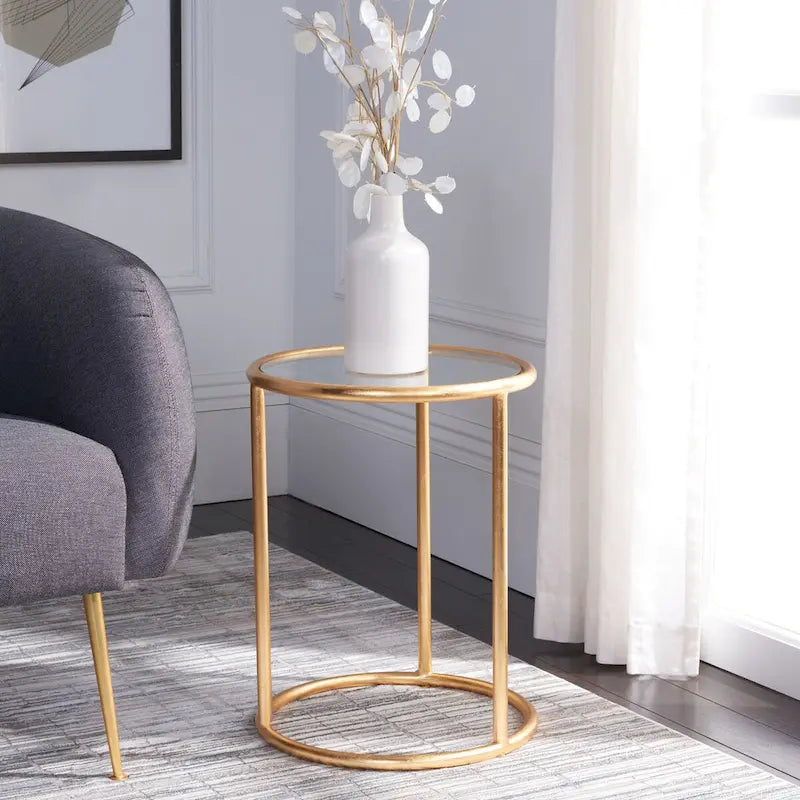 SAFAVIEH Treasures Sonya Gold/ Mirror Top Accent Table - 15 x 15 x 19.7 - 15Wx15Dx20H