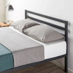 14 Inch Metal Platform Bed with Wood Slat Support By Crown Comfort