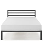14 Inch Metal Platform Bed with Wood Slat Support By Crown Comfort