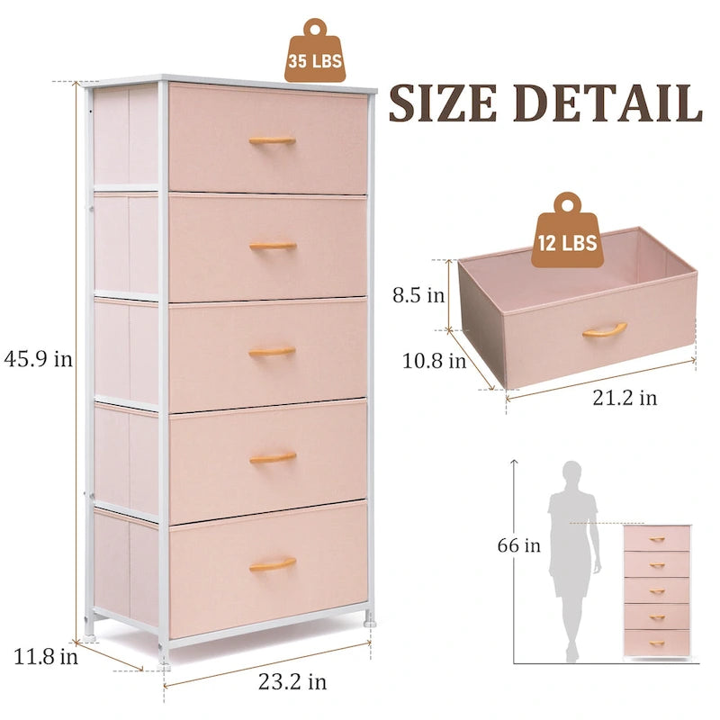 VredHom Vertical 5 Drawers Storage Tower