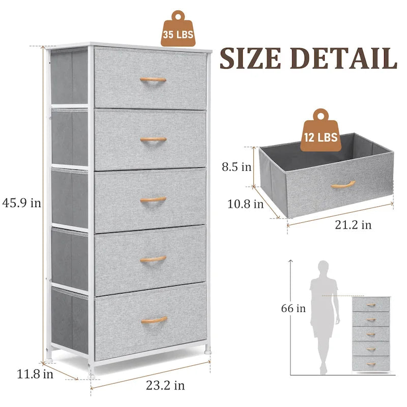 VredHom Vertical 5 Drawers Storage Tower