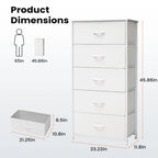 VredHom Vertical 5 Drawers Storage Tower