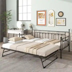 Twin Daybed with Trundle-Metal daybed with pop up trundle for Adults