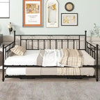 Twin Daybed with Trundle-Metal daybed with pop up trundle for Adults