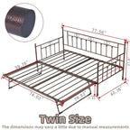 Twin Daybed with Trundle-Metal daybed with pop up trundle for Adults