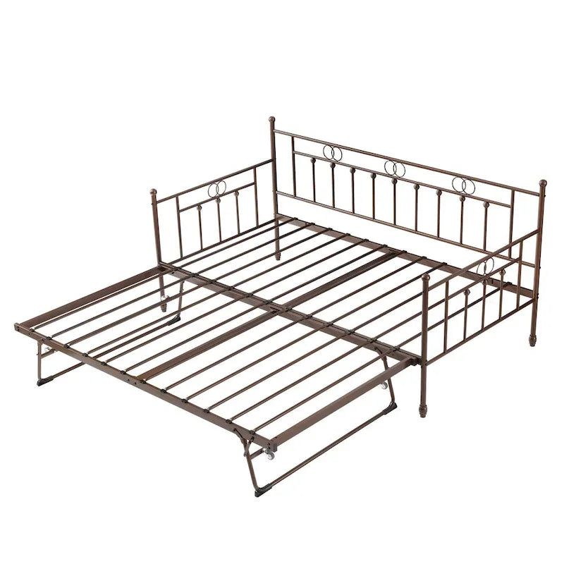 Twin Daybed with Trundle-Metal daybed with pop up trundle for Adults