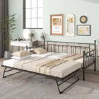 Twin Daybed with Trundle-Metal daybed with pop up trundle for Adults