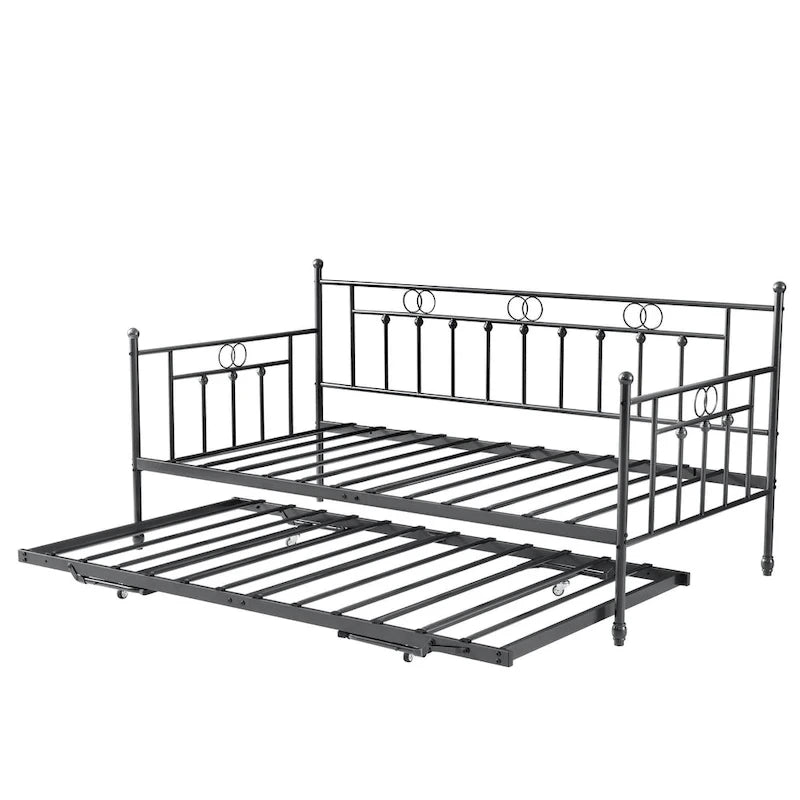 Twin Daybed with Trundle-Metal daybed with pop up trundle for Adults