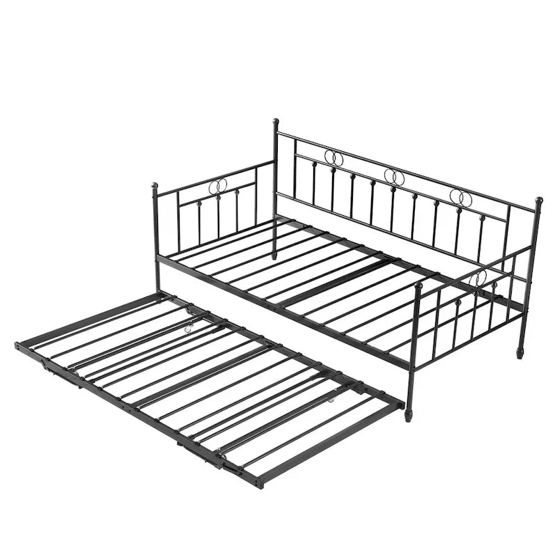 Twin Daybed with Trundle-Metal daybed with pop up trundle for Adults