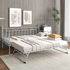 Twin Daybed with Trundle-Metal daybed with pop up trundle for Adults