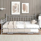 Twin Daybed with Trundle-Metal daybed with pop up trundle for Adults