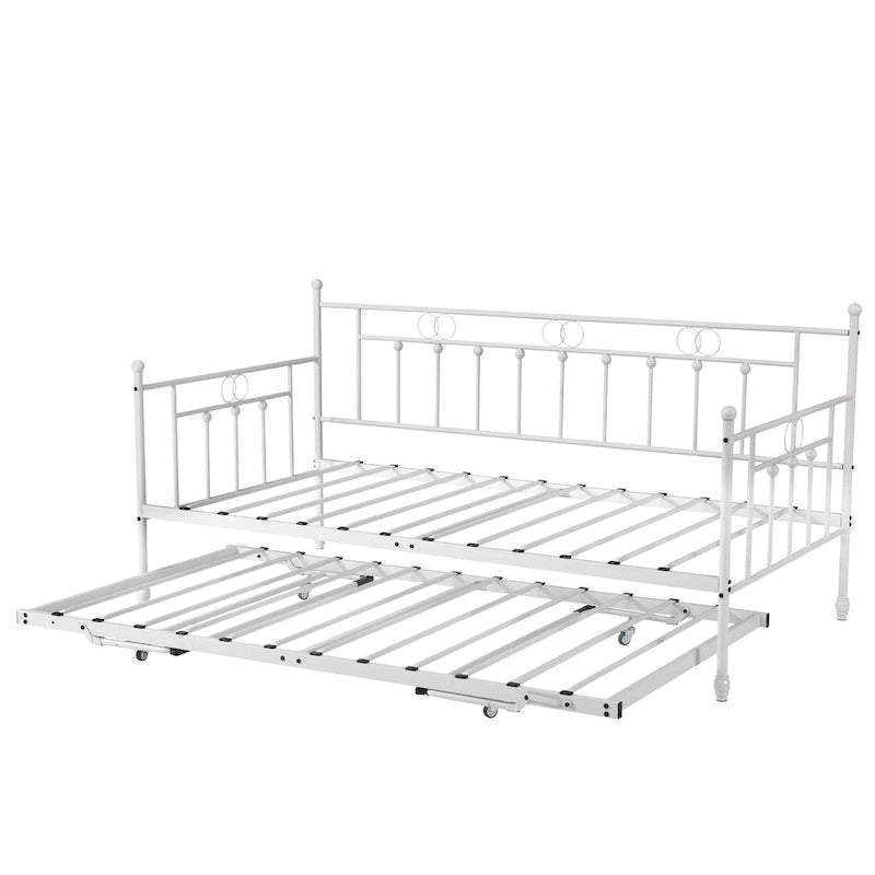 Twin Daybed with Trundle-Metal daybed with pop up trundle for Adults