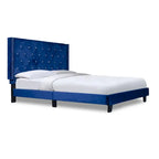 Wilfredo Blue Velvet Tufted Platform Bed