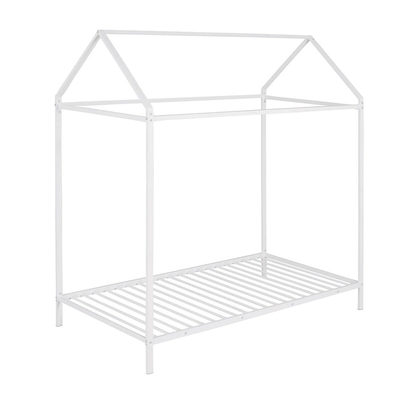 House Bed Frame Twin Size , Kids Bed Frame Metal Platform Bed Floor Bed for Kids Boys Girls No Box Spring Needed