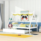 Twin size Tent Floor Teepee Bed with Trundle for bedroom