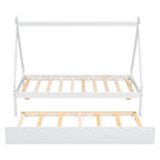 Twin size Tent Floor Teepee Bed with Trundle for bedroom