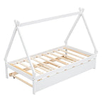 Twin size Tent Floor Teepee Bed with Trundle for bedroom