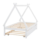 Twin size Tent Floor Teepee Bed with Trundle for bedroom