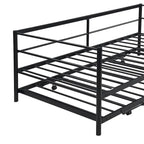 Twin Size Metal Daybed with Adjustable Trundle, Pop Up Trundle