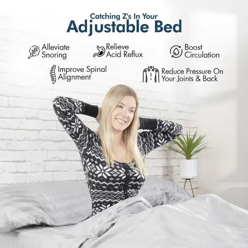 Renanim SF Adjustable Base w/ 12 Hybrid Mattress, Massage, USB, Underbed Light, App, Head & Foot Incline