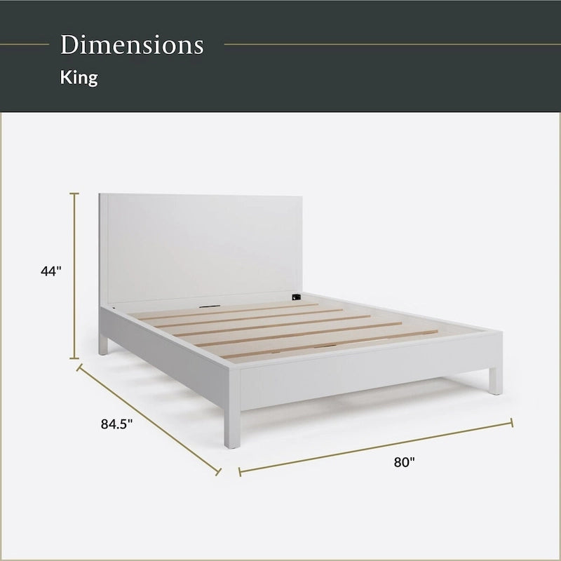 New Heights Renner Wood Platform Bed with Headboard