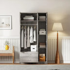 Mirror Wardrobe with 2 Drawers and Top Cabinet by Harper&Bright Designs