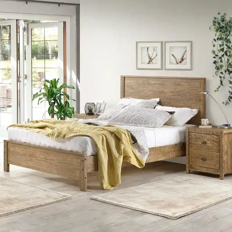 Yes4wood Albany Twin Bed Frame with Headboard, Solid Wood