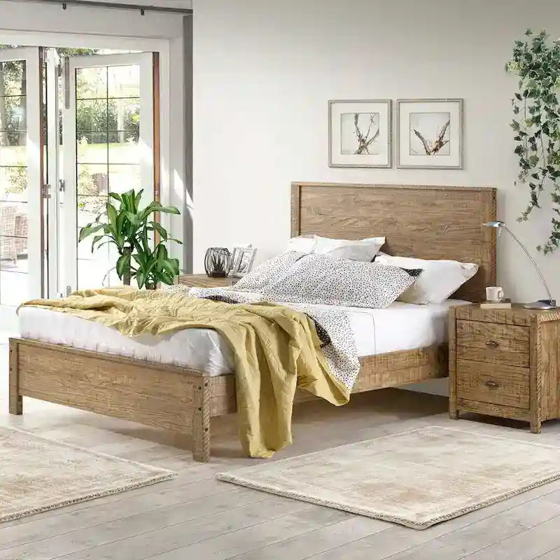 Yes4wood Albany Twin Bed Frame with Headboard, Solid Wood