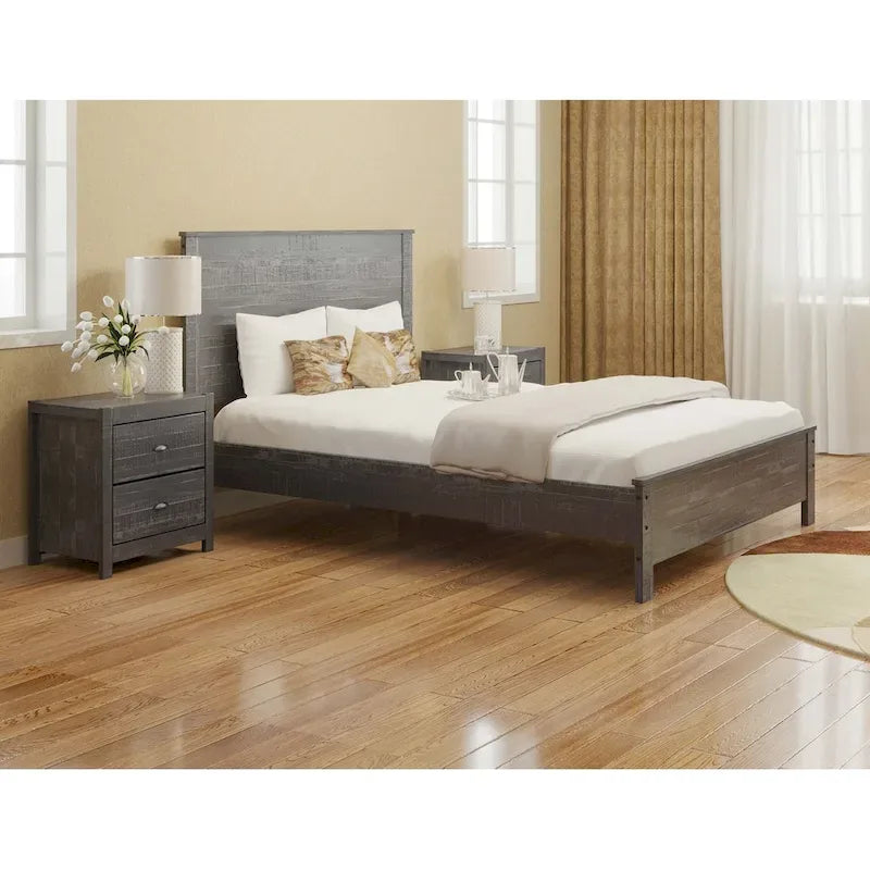 Yes4wood Albany Twin Bed Frame with Headboard, Solid Wood