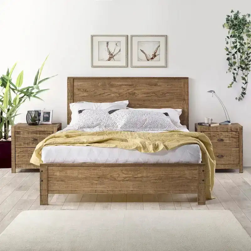 Yes4wood Albany Twin Bed Frame with Headboard, Solid Wood