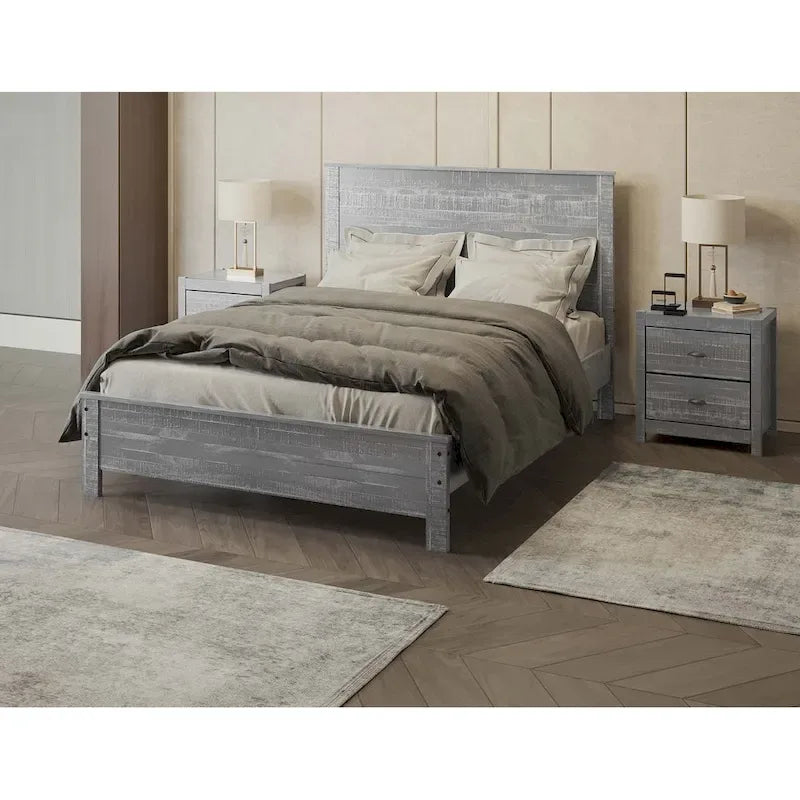 Yes4wood Albany Twin Bed Frame with Headboard, Solid Wood